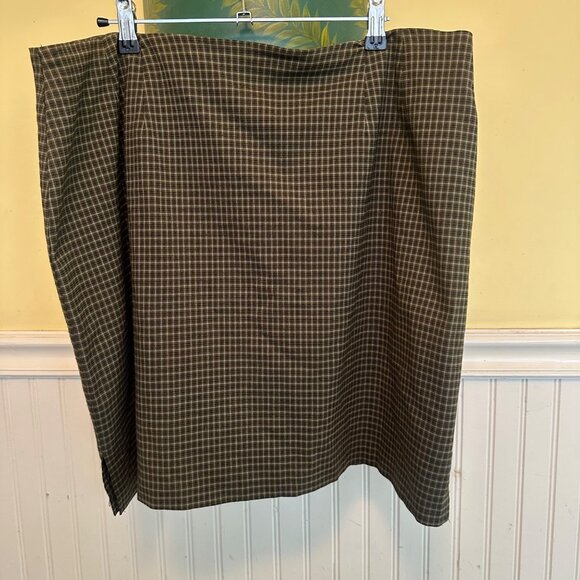 Route 66 Vintage 90s Stretch Fit Plaid Skirt Size 20 Green & Brown Checkered - Picture 1 of 5